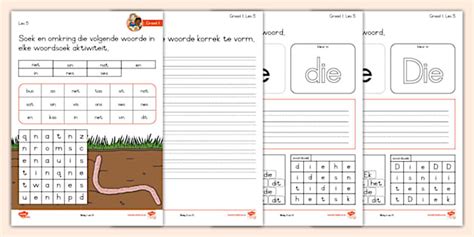 Graad 1 Intervensieprogram Week 3 Les 5 Werkkaarte