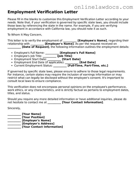 Employment Verification Template ️ OnlineLawDocs.com