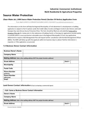Fillable Online Section 59 Source Water Protection Notice Application ...