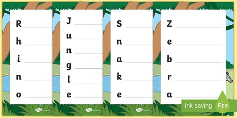 Jungle Themed Acrostic Poem Templates (teacher made)