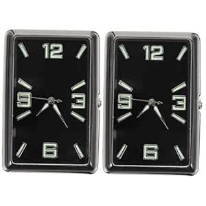 EXCLUZO 2pcs Small Black Square Minimalist Car Clock, Wireless ...