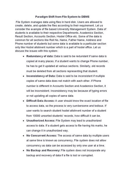 1.file system - JAVA NOTES - Paradigm Shift from File System to DBMS ...