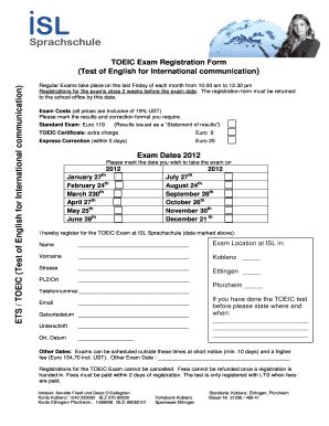 Fillable Online isl-sprachschule ETS / TOEIC (Test of English for ...
