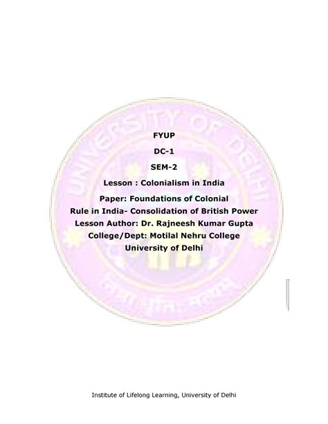 Consolidation of British Power 4june14 - FYUP DC- SEM- Lesson ...