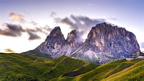 Wallpaper rocks, mountains, clouds, hills, grass hd, picture, image