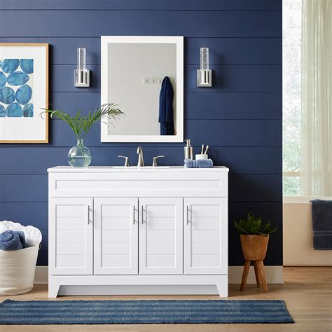 Shop Style Selections Kirkman 48-in White Bathroom Vanity Collection at ...