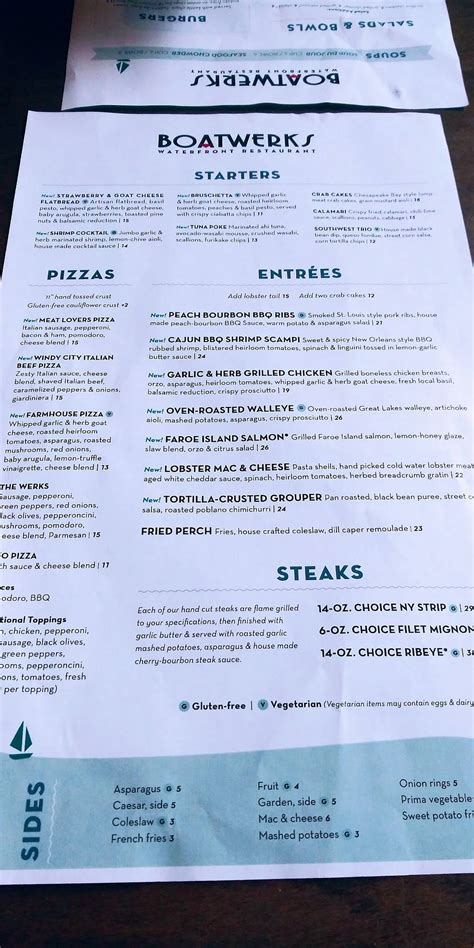Menu at Boatwerks Waterfront Restaurant, Holland