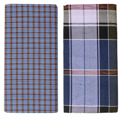 Buy clasic Men's Cotton Lungi (Multi-Coloured, Set of 2, 2.10 METER) at ...