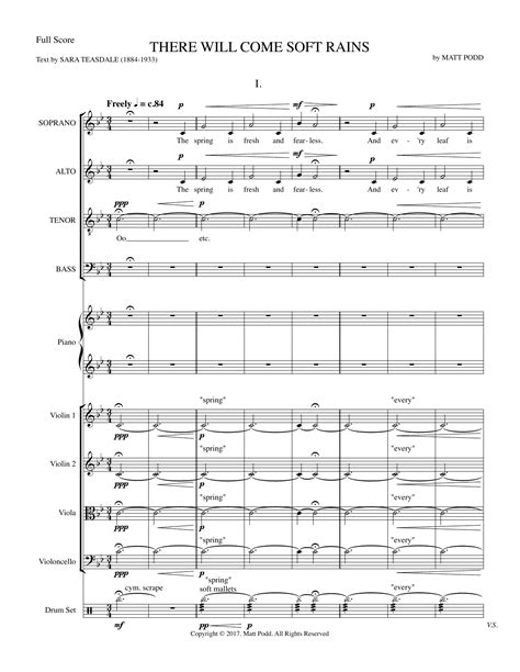 There Will Come Soft Rains - Full Score by Sara Teasdale and Matt Podd ...