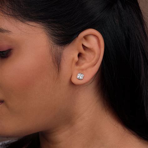 Buy Glimmer Square Cluster Earrings – Latest 925 Silver Jewellery – Diamo