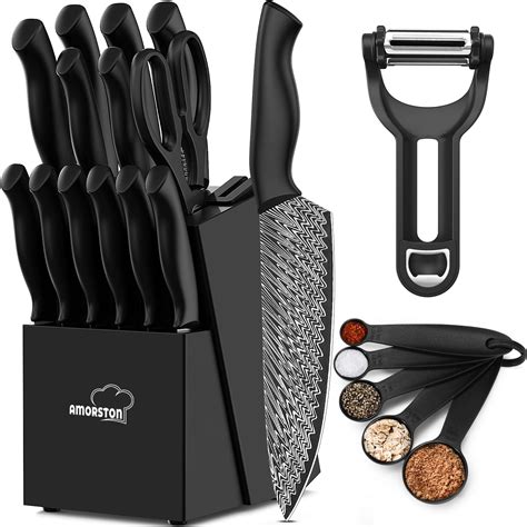 Amazon.com: Knife Set, Amorston 15 Pieces Knife Sets for Kitchen with ...