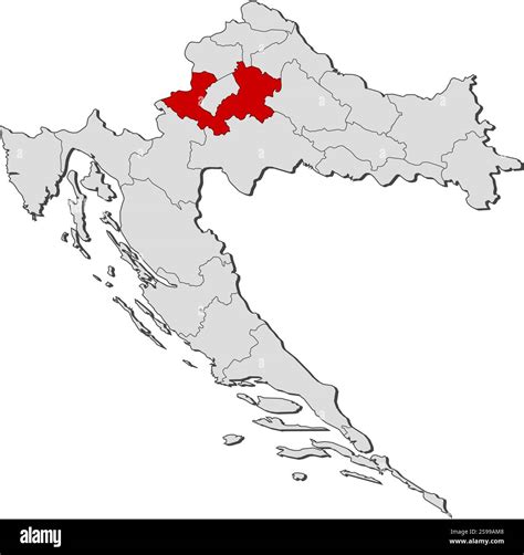 Map of Croatia with the provinces, Zagreb County is highlighted Stock Vector Image & Art - Alamy