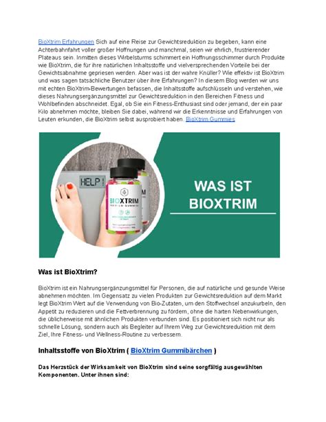 Was sind die Inhaltsstoffe in BioXtrim Erfahrungen und wie wirken sie ...
