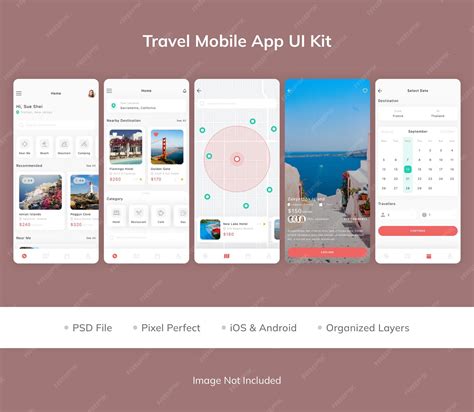 Travel mobile app ui kit | Premium PSD