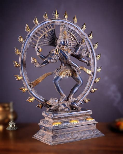 Vintage Brass Dancing Shiva as Nataraja Sculpture – 20" Height, Patina ...