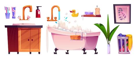 Interieur van badkamer met gootsteen en meubel cartoon | Gratis Vector
