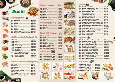 Sushi Menu – Kung-Fu Kitchen