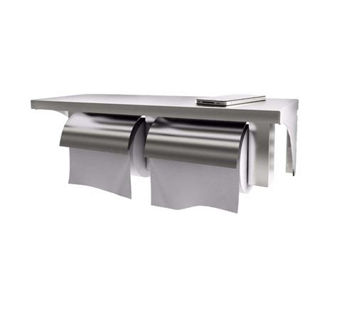 Silver twin toilet paper dispenser holder with mobile stand