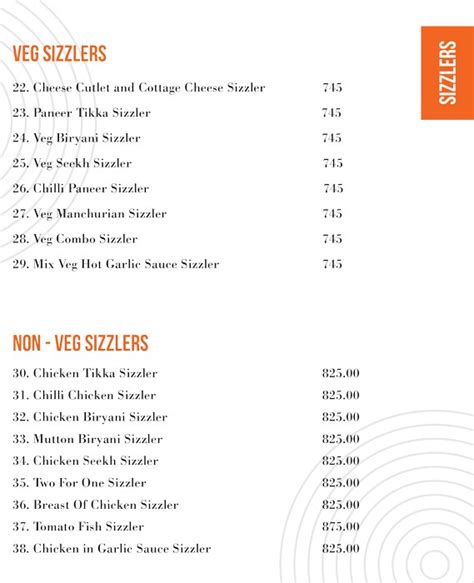 Menu of Gola Sizzlers - Naresh Gola Group, Connaught Place (CP), New Delhi