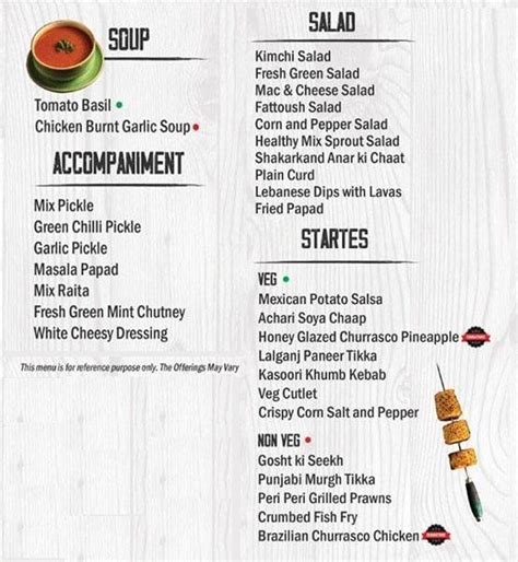 Menu of Pirates Of Grill, Channi Himmat, Jammu