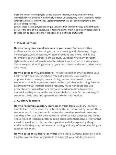 Image result for Learning Style List PDF