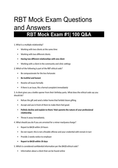 RBT Mock Exam Questions and Answers| RBT Mock Exam #1| 100 Q&A - Rbt ...