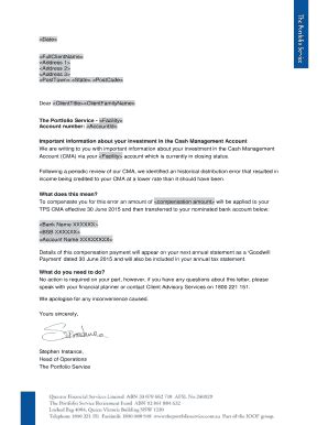 Fillable Online Date FullClientName Dear ClientTitleClientFamilyName ...