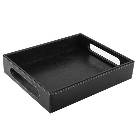 Luxspire Valet Tray with Handles, PU Leather Serving Tray, Decorative ...