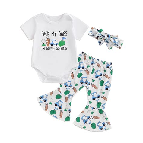 Okbabeha Baby Girl Golf Outfit Golf one-piece Romper+Golf Pants ...