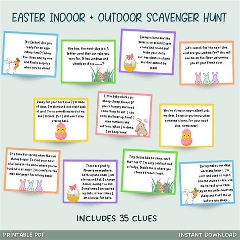 Easter scavenger hunt printable indoor outdoor easter treasure hunt ...