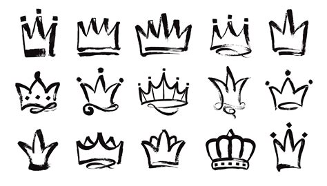 Handgezeichnete Kronen Königskrone gemalt von Grunge-Pinsel ...