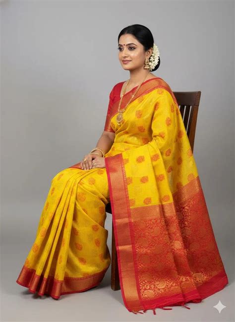 Pure Kuppadam Silk Cotton yeellow & Red Saree – pochampallysarees.com