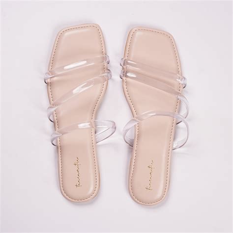 Renee transparent flats in peach – Taaramitra