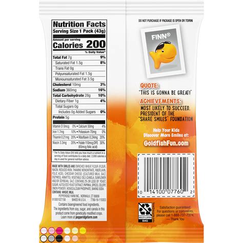 Goldfish Nutrition Label