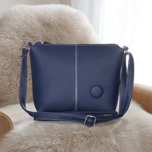 Leather Land Blue Sling Bag SMALL American Stitch Sling In Navy Blue ...