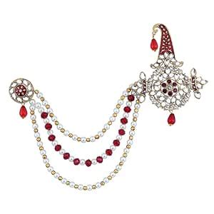 Mahi Triple Layered Mala Meenakari Work Kalangi Brooch with Crystals ...
