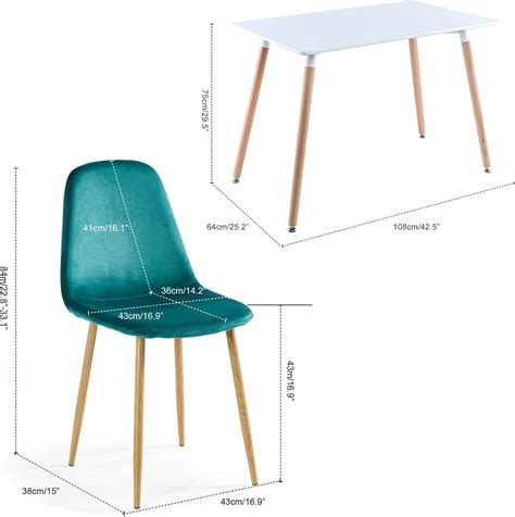 Buy OKAKOPA Mid Century Green Dining Table Set for 4, Dining Room ...