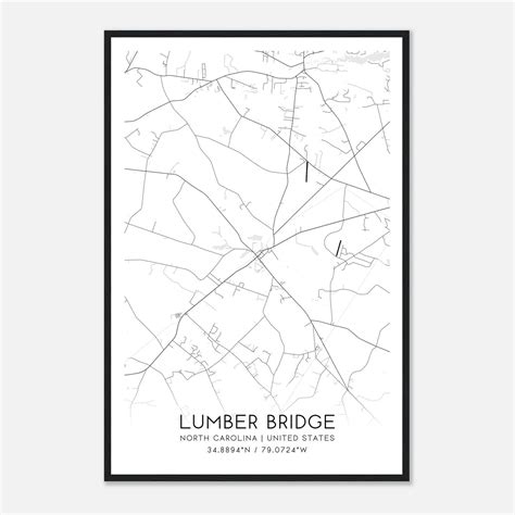 Lumber Bridge North Carolina Map Poster, Modern Home Decor Wall Art ...