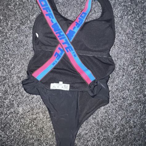 Off white swimsuit Worn size 6-8 - Depop