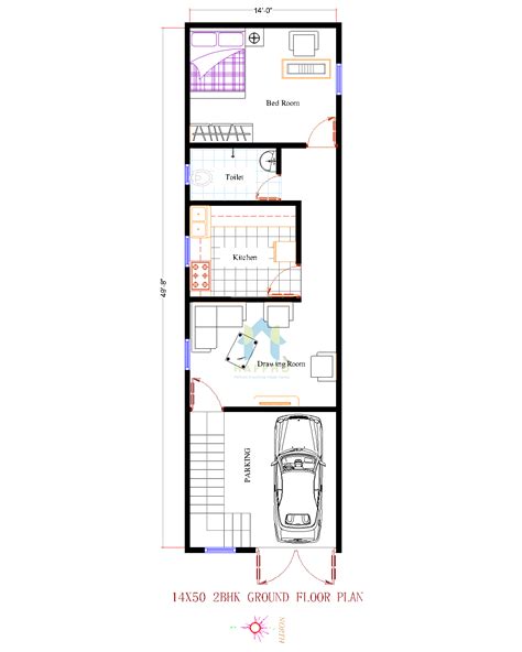 14X50 East Facing House Plan || 2 BHK Plan-089