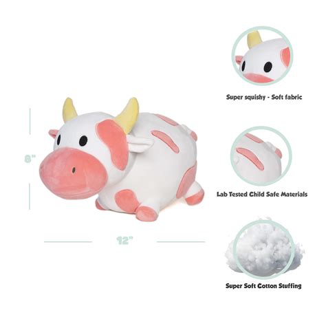 Avocatt Pink Cow Plush Toy - 10 Inches Plushie Stuffed Animal - Hug and ...