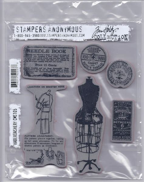 Stampers Anonymous Tim Holtz Cling Rubber Stamp Set, Haberdashery ...