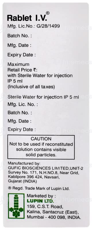 Rablet I V Injection 1: Uses, Side Effects, Price & Substitutes
