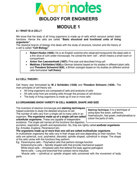 Module I-Cocepts in Biology - BIOLOGY FOR ENGINEERS MODULE 1 8 WHAT IS ...