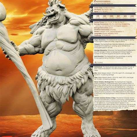 3D Printed Bestiary Vol. 4 Nafarrate - Zazdxyshnee Demon Fiend 32mm ...