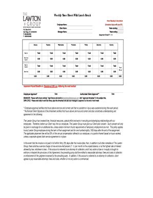 Weekly Time Sheet With Lunch Break - Fill and Sign Printable Template ...