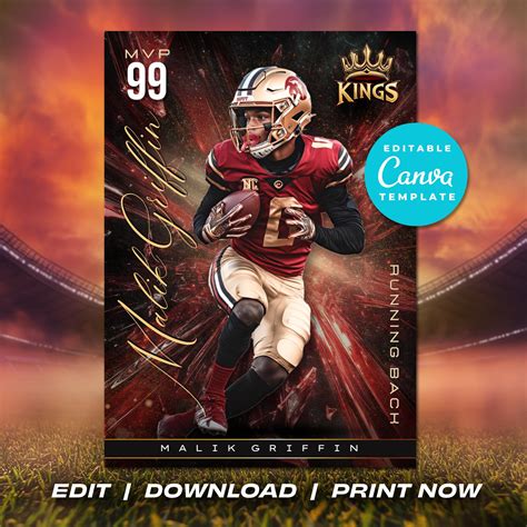 Custom Football Trading Card Template DIY Sport Cards Printable ...
