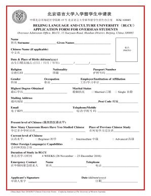 Fillable Online confuciusinstitute uwa edu BEIJING LANGUAGE AND CULTURE ...