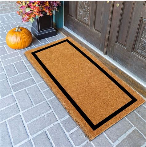 OnlyMat Elegant Long Rectangle Natural Coir Floor Mat With Printed Bla