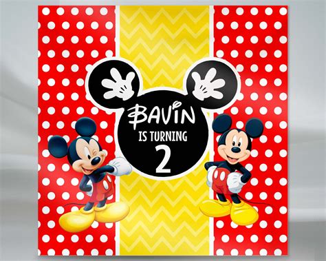 Mickey Mouse Square Backdrop | Birthday party decoration online – Party ...